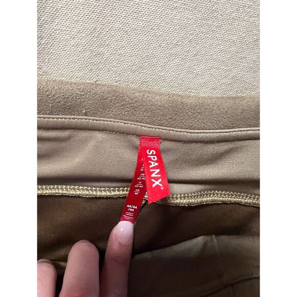 Spanx Faux Suede Camel Tan‎ High Rise Waisted Skinny Leg Leggings Pants Medium M - Picture 4 of 7